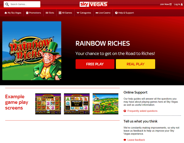 Sky vegas free play rainbow riches slots