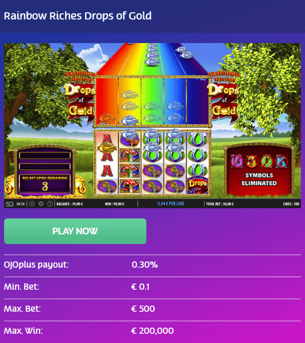 Rainbow Riches Drops Of Gold Slot